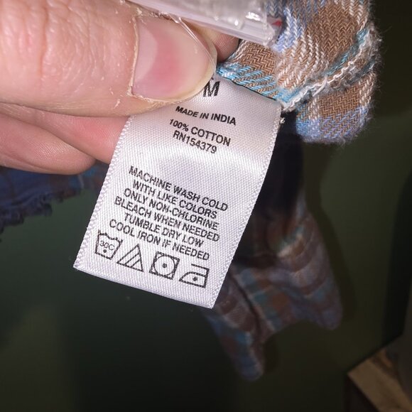 Aeropostale Blue Plaid Flannel Crop Shirt Long Sleeve Sz M Collar Pockets Button - Picture 5 of 6